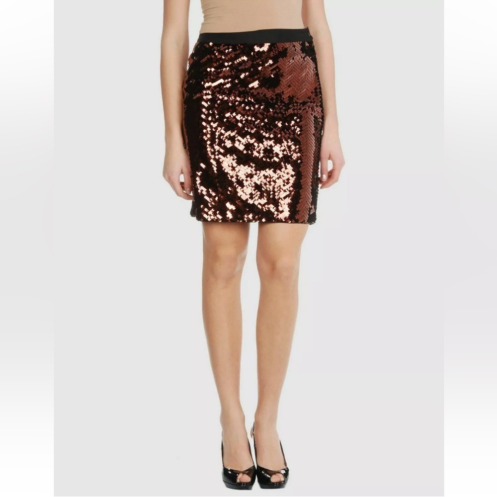 See By Chloe Women's Sequin Metallic Mini Skirt In Bronze Size 8